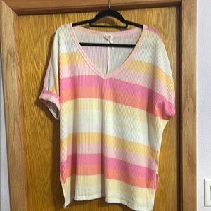 Striped V-Neck Women's Top